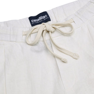 Pantalón de lino pinzas Canolli Cream