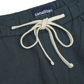 Pantalón de lino pinzas Deep Blue