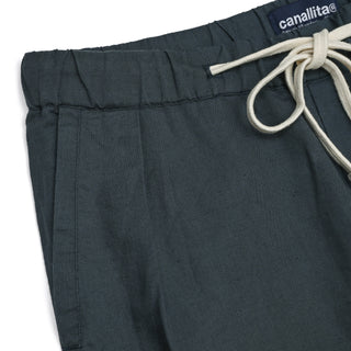 Pantalón de lino pinzas Deep Blue