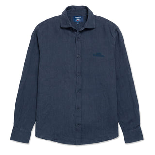 Camisa de lino y algodón Culto Mediterráneo Deep Blue