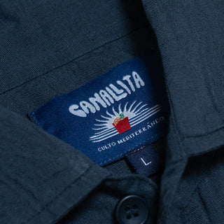 Camisa de lino y algodón Culto Mediterráneo Deep Blue